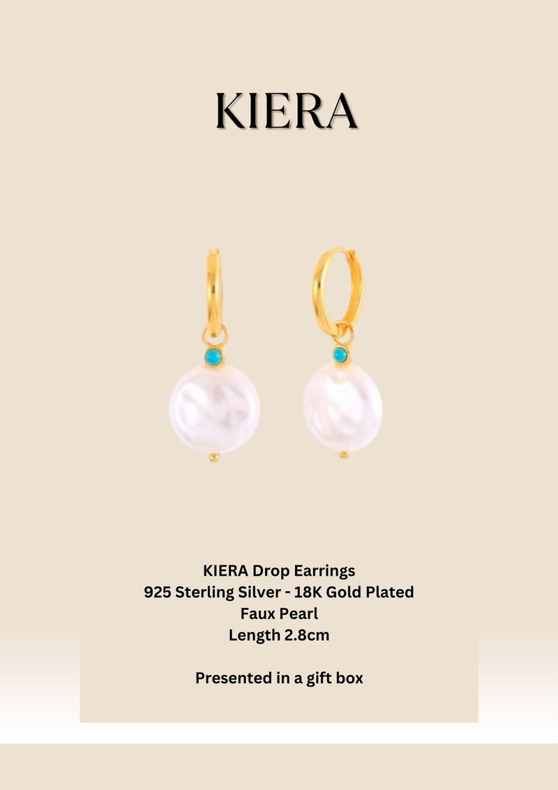 Earrings -KIERA-925Sterling Silver/Faux Pearl