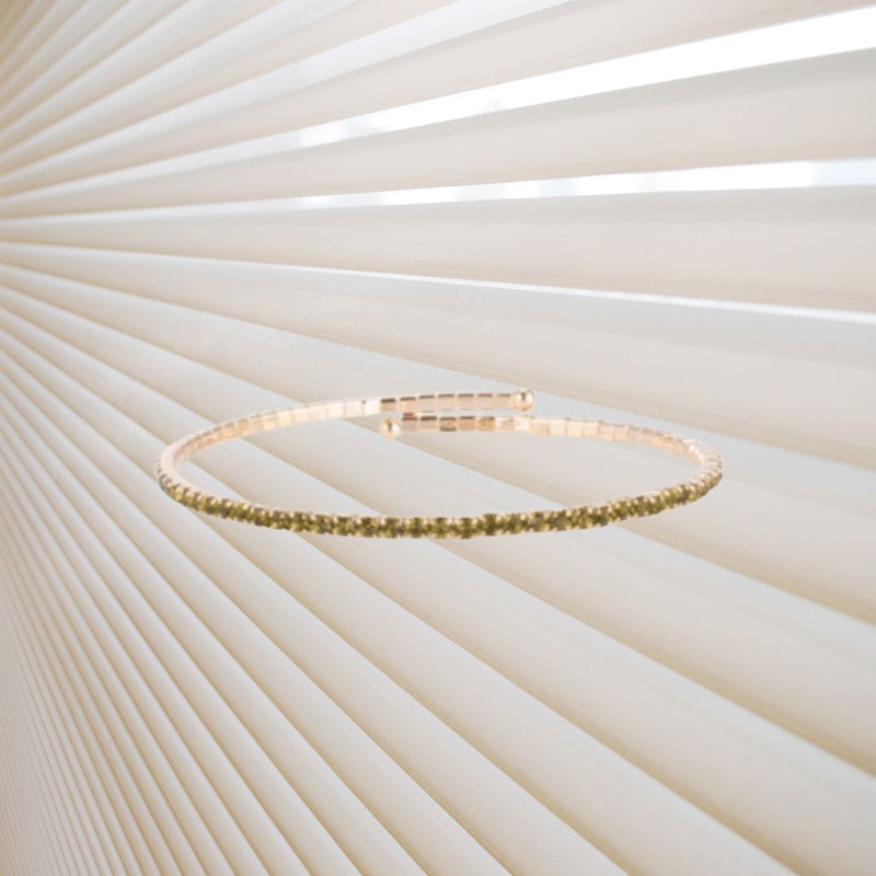 Bangle - EMMA - CZ LIME GREEN - Gold Plated