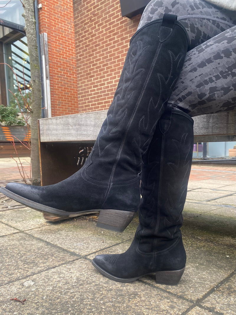 Boot Cowboy - Black Nubuck