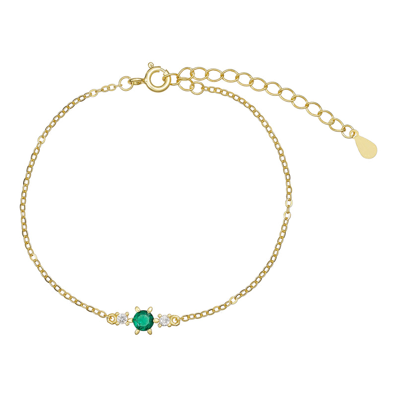 GIA - Bracelet/3S/925 Sterling Silver - Gold plated - Emerald