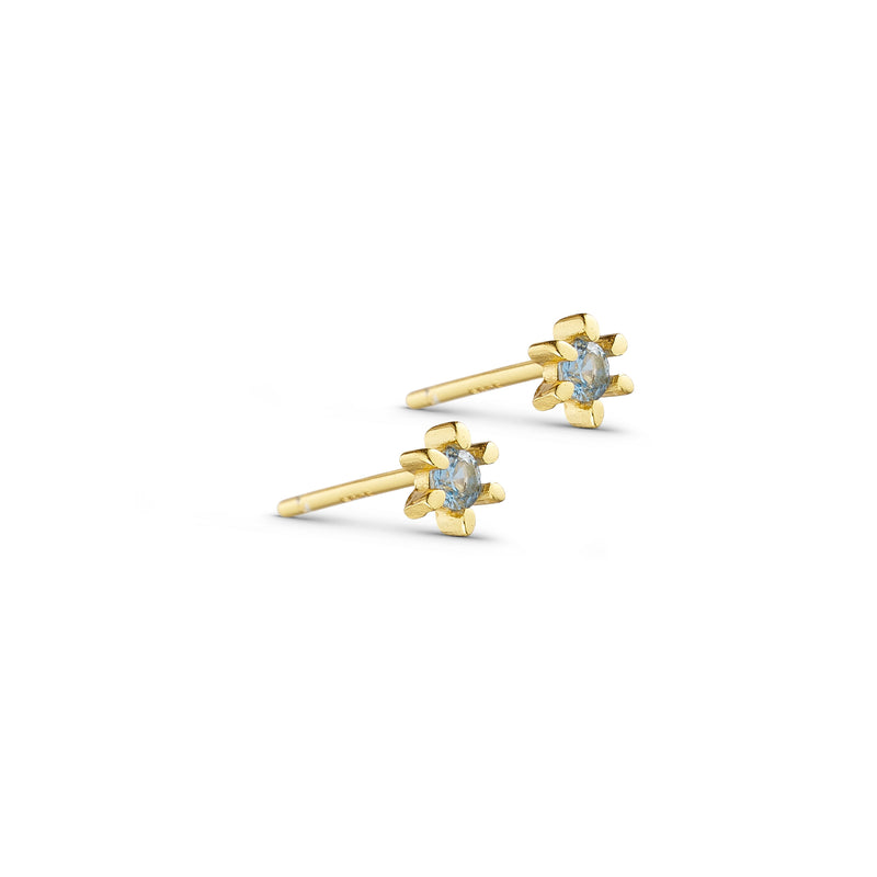 EVE - Stud Earrings - Sterling Silver - Gold Plated - Sapphire CZ