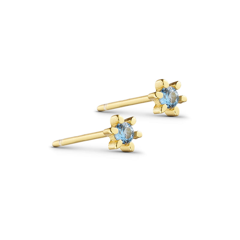EVE - Stud Earrings - Sterling Silver - Gold Plated - BLUE CZ