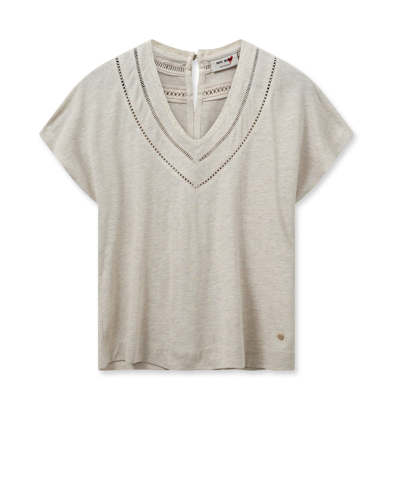 Top - COEL V-NECK TEE - Cement