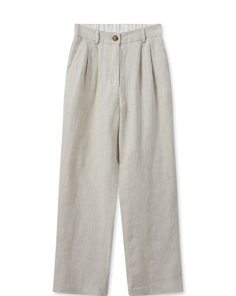 Trousers - ADLANA LINEN PANT - CEMENT - LB