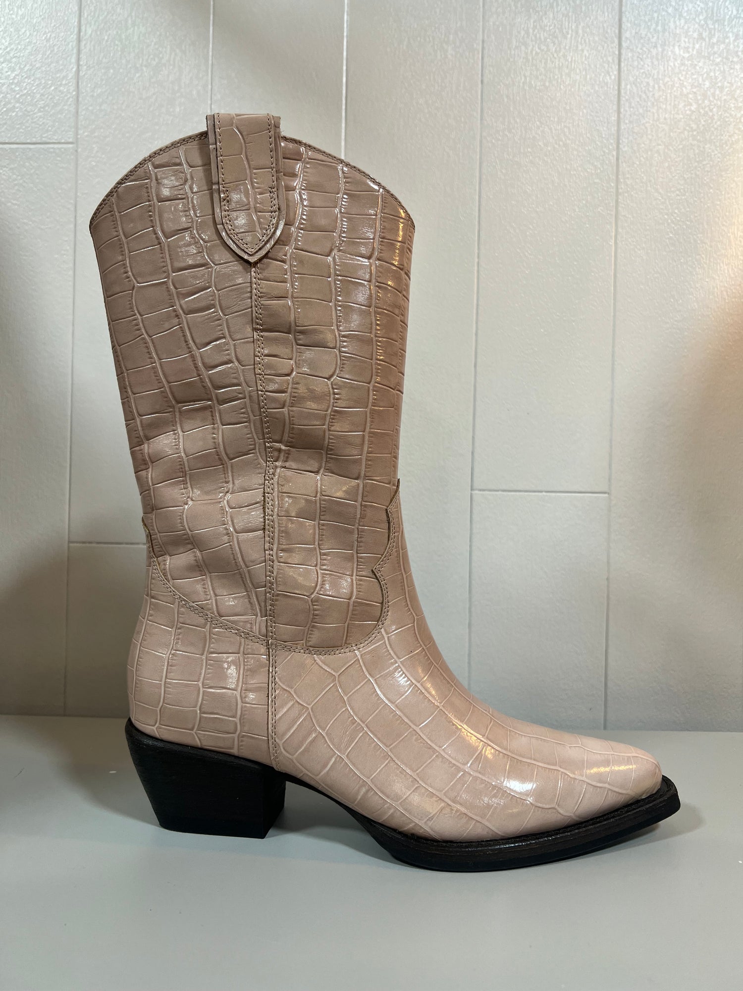 Boots Croc Leather - Nude Pink