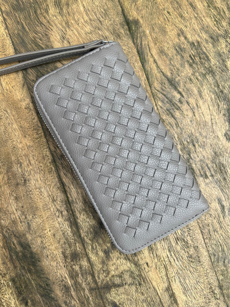 Purse Woven Non Leather - Warm Grey
