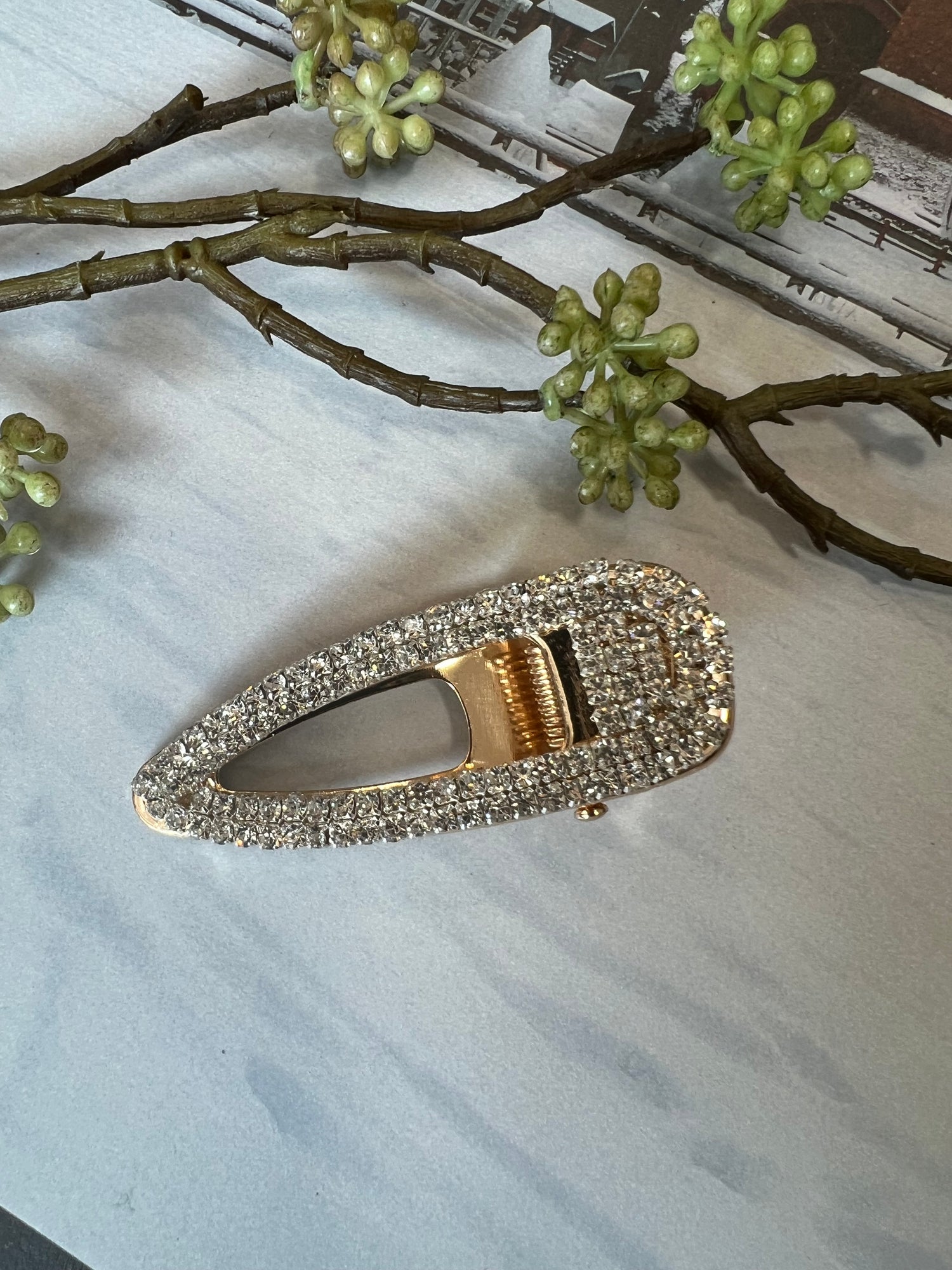 Hair Clip - Crystals - Gold Plated