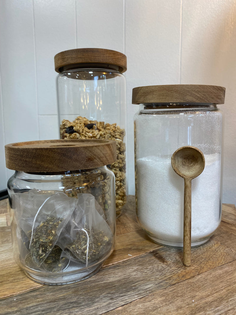 Storage Jar - Glass - Wooden Lid - 400 ML
