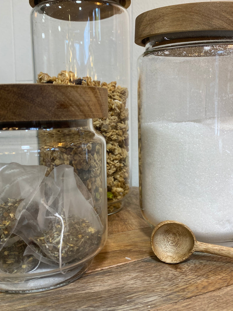 Storage Jar - Glass - Wooden Lid - 1000 ML