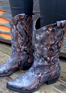 Boots Cowboy - Grey Multi Snake Print