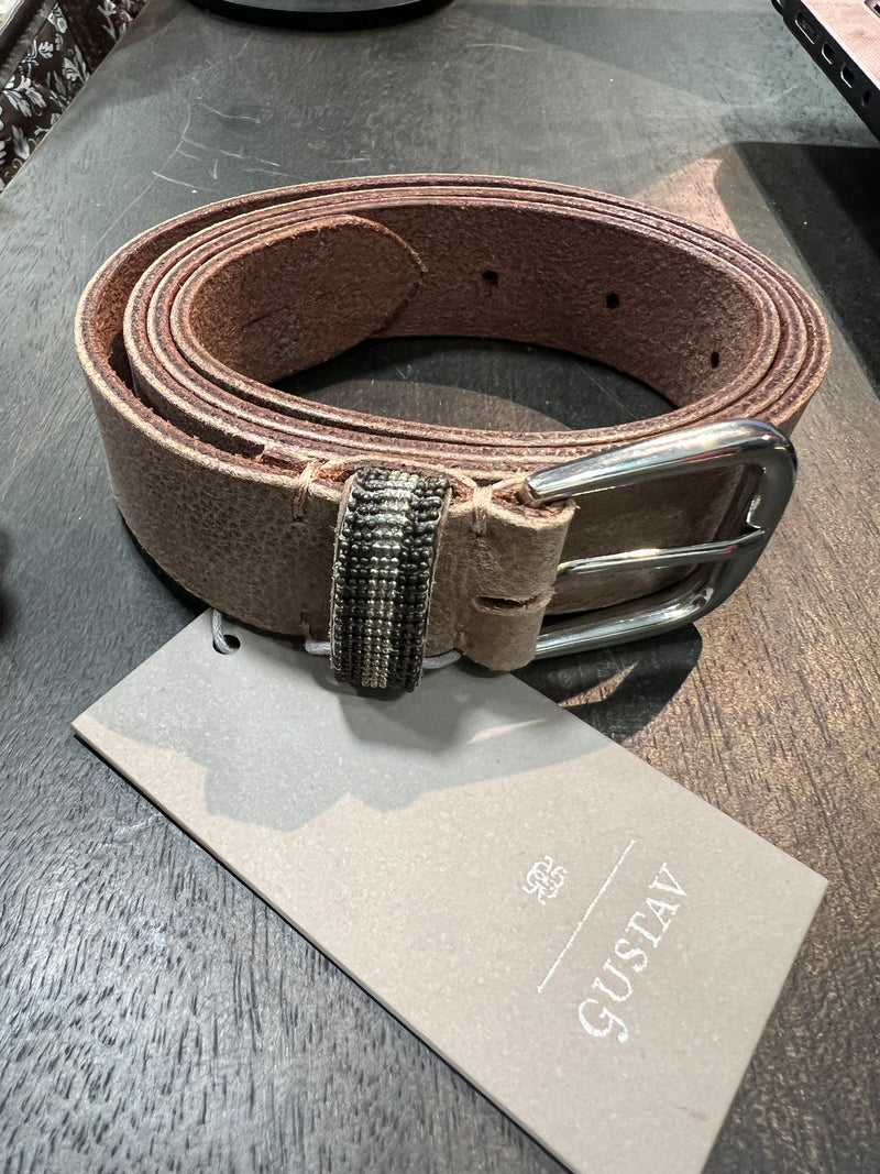 Belt - Leather With embellishment - Taupe