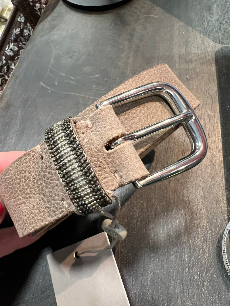 Belt - Leather With embellishment - Taupe