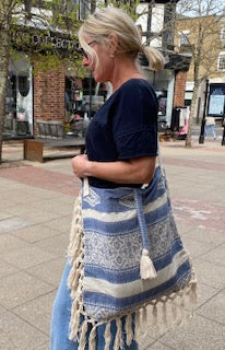 Bag - Cotton - Natural/Blue