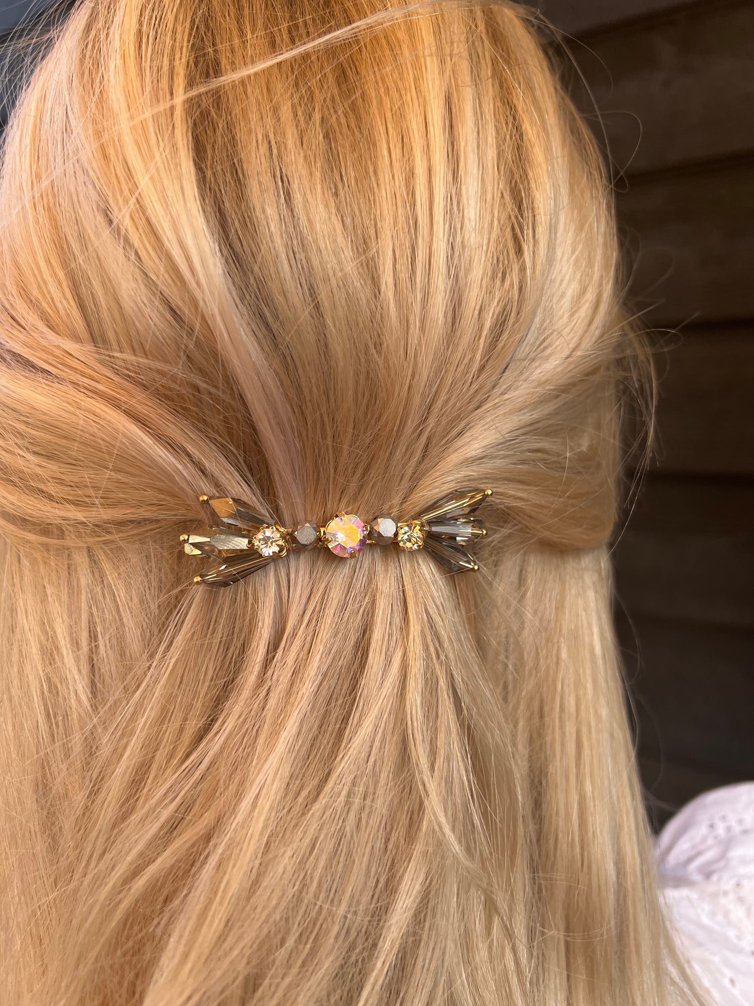 Hair Clip - Champagne Crystals