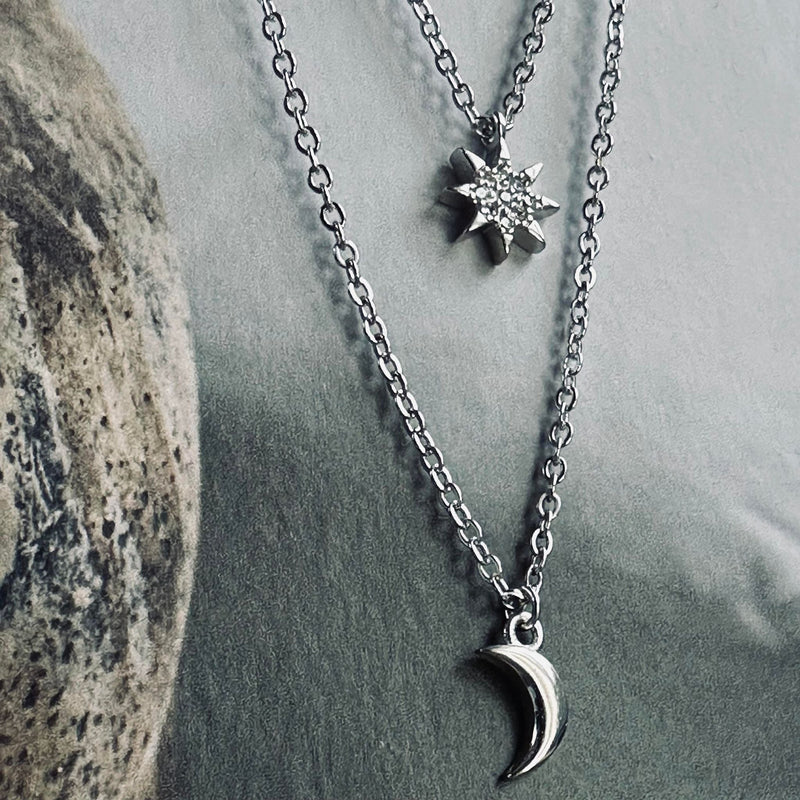 Necklace - Moon & Star - Sterling Silver