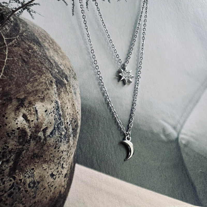 Necklace - Moon & Star - Sterling Silver