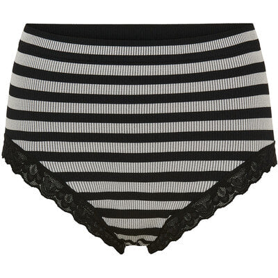 ISA Stripe Midi Knickers with lace - Nero/Bianco