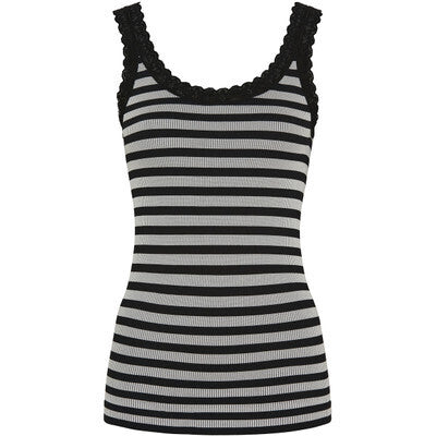 Top - ISA STRIPE RIB - NERO-BIANCO