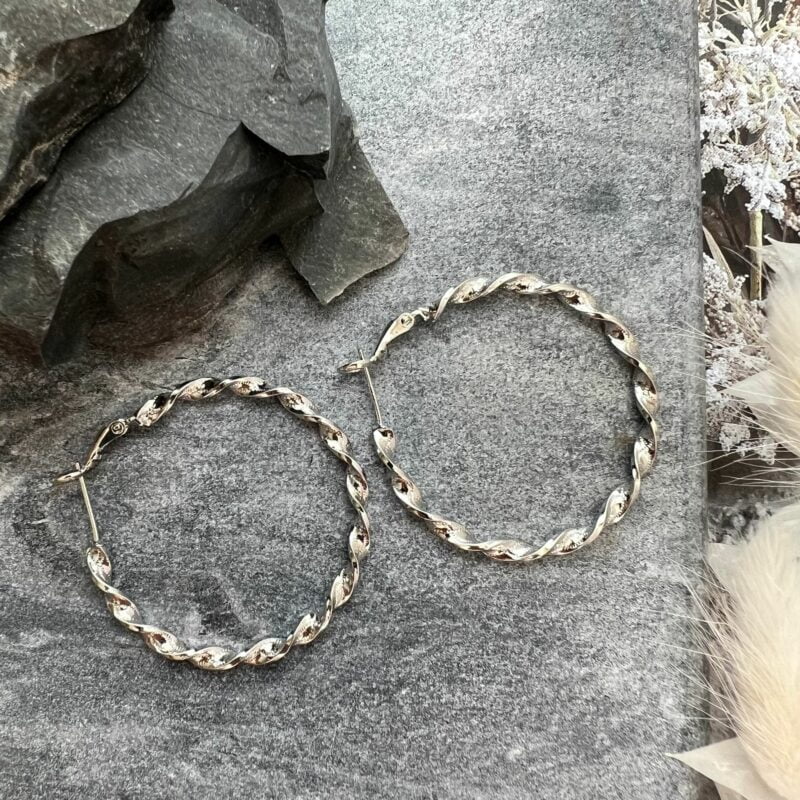 Julia Hoops - Rhodium Plated