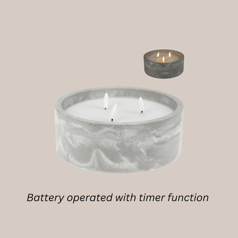 Candle LED - Cement Pot - With Timer Function