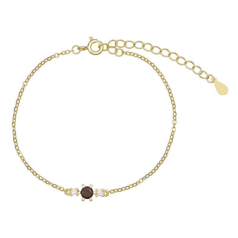 GIA - Bracelet/3S/925 Sterling Silver - Gold plated - Brown