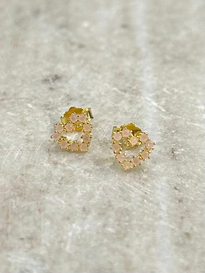 La Caeur - Heart Stud Earrings - Powder Opal