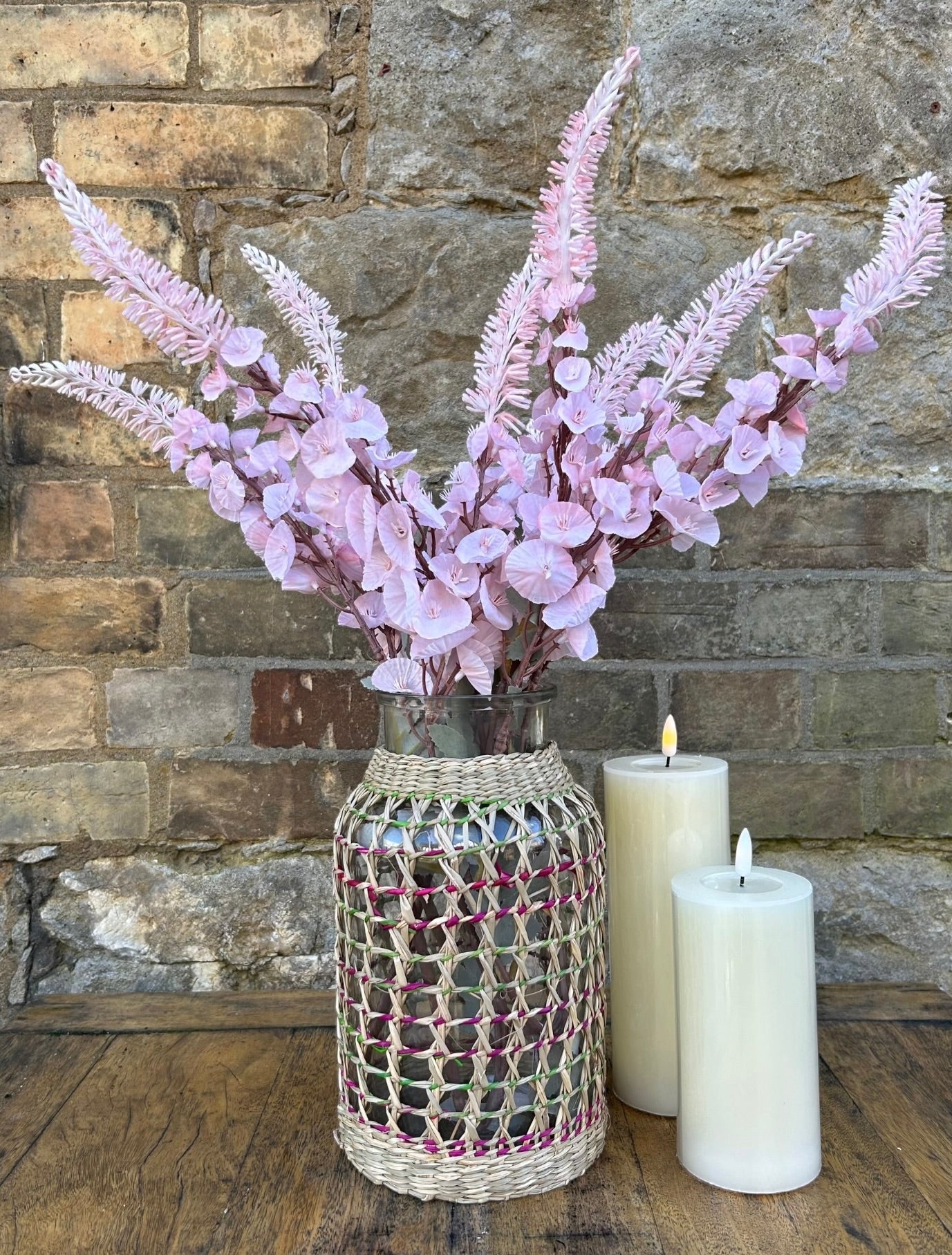 Vase Boho - Seagrass / Pink