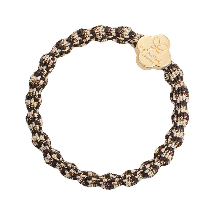Hair Tie - QUATREFOIL COCOA DUST - Gold Clover