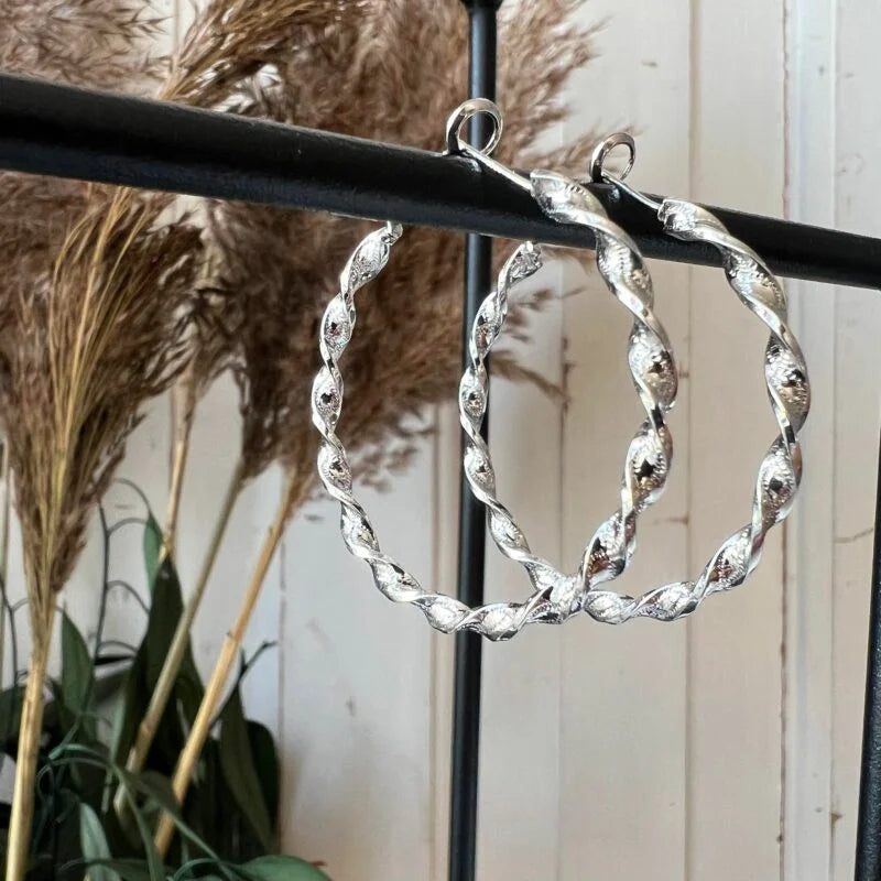 Julia Hoops - Rhodium Plated