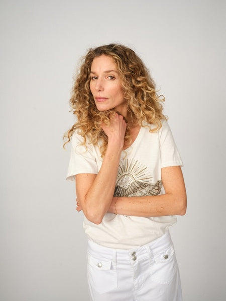 Top - NADINE O-SS DECO TEE - Celadon Tint - LB