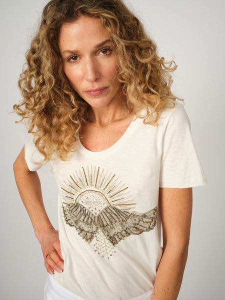 Top - NADINE O-SS DECO TEE - Celadon Tint - LB