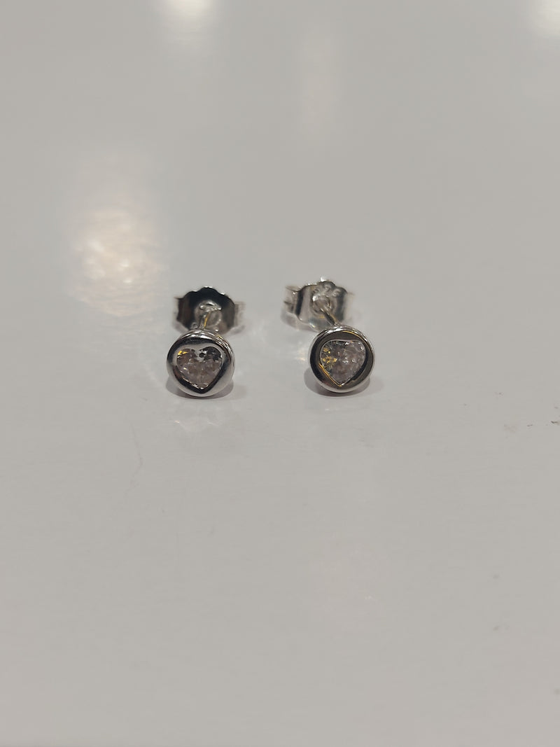 Sterling Silver - Heart Stud Earrings