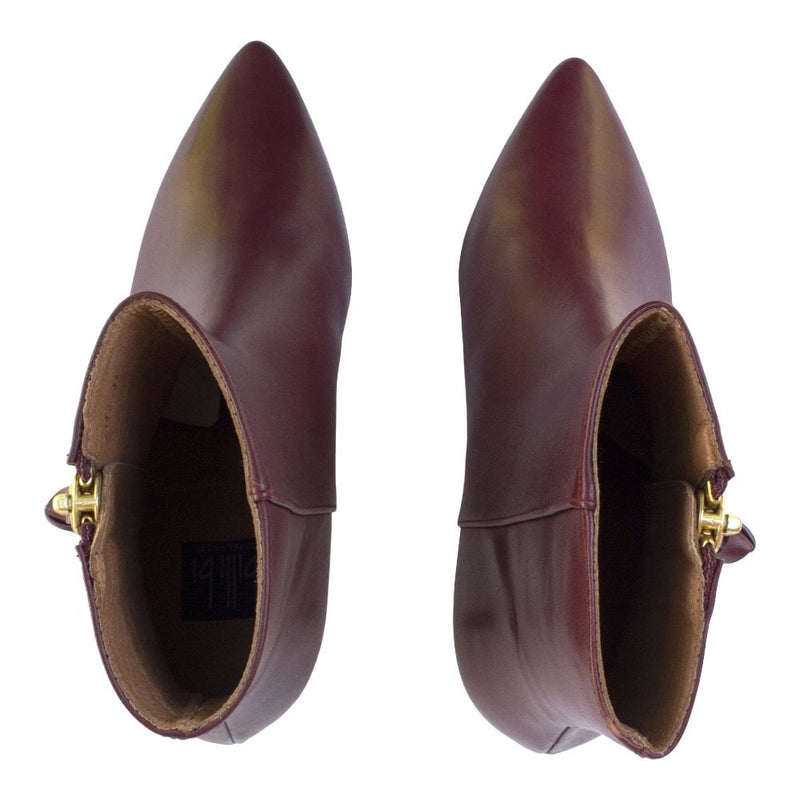 Boots - Bordeaux Nappa Boot with Gold Zip