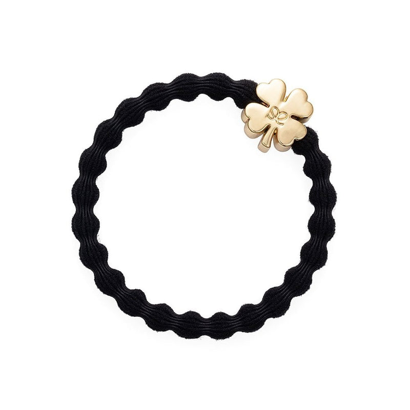 Hair Tie - Gold Clover - Black