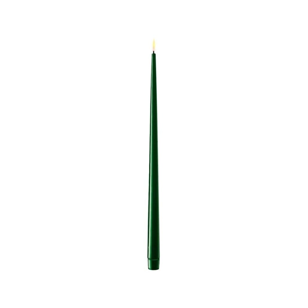 Dark Green, Shiny - LED Dining Candle - 38cm