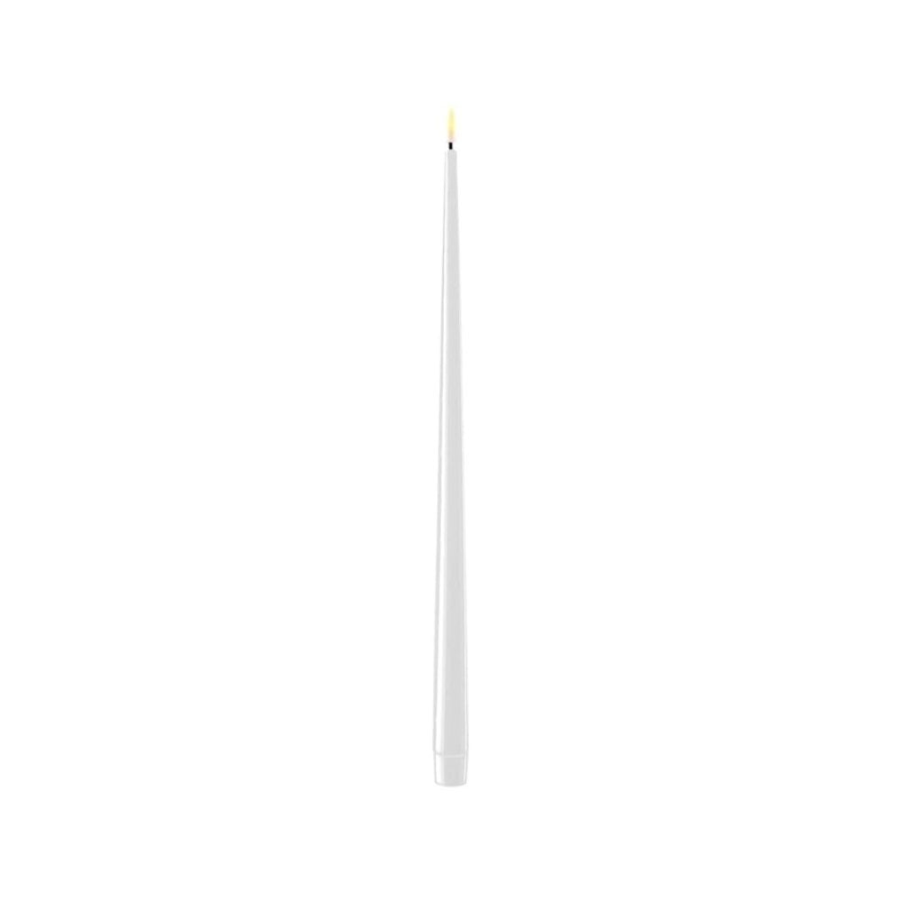 White Shiny - LED Dinner Candles, 38cm - Set of 2