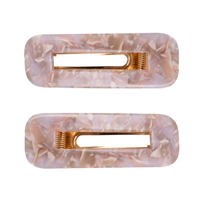 Square Hair Clips - MARBLE EFFECT - Set of Two