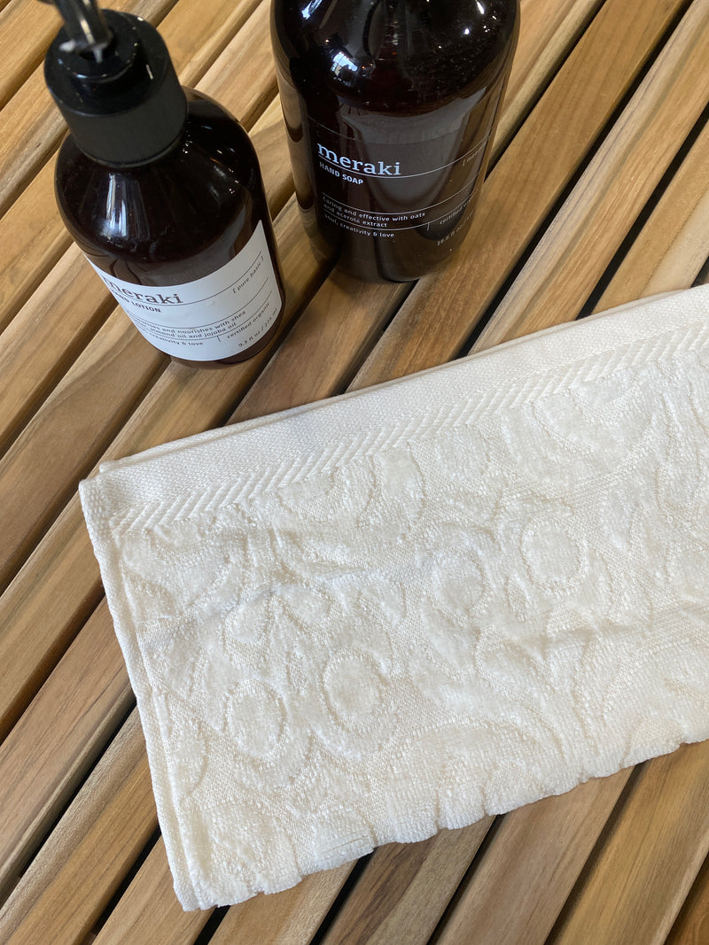 Flannel Mitten - Ivory - Embrossed Velvet Detail