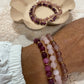 Bracelet - Natural Stones With Golden Spacers - Burgundy Mix