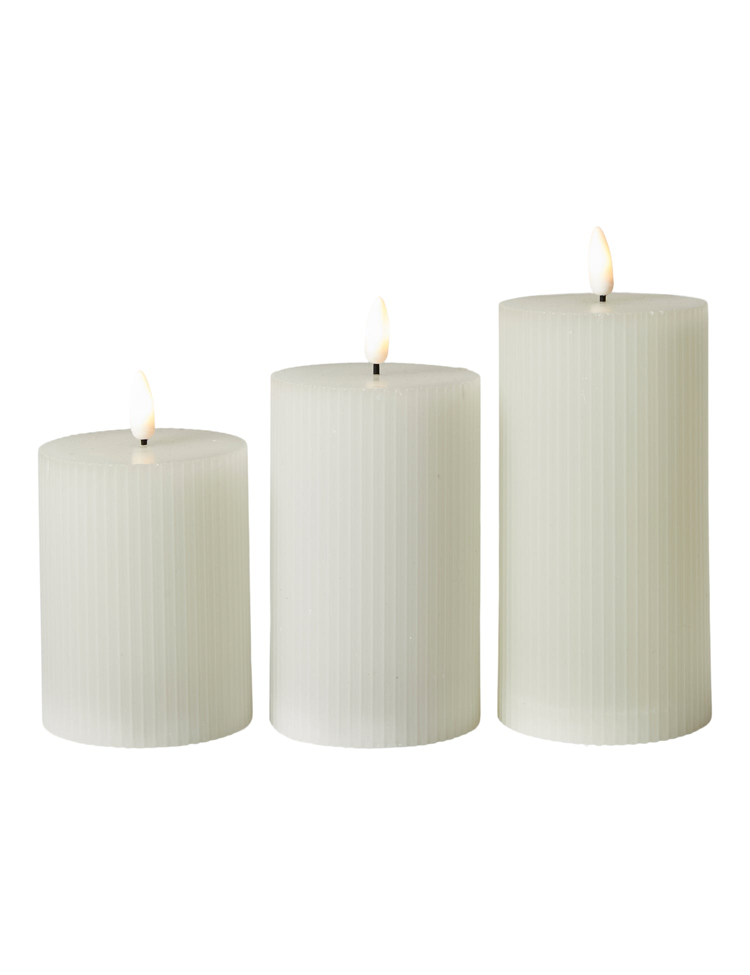 LED Candle Block Set/3 - Ribbed White - EVERYDAY