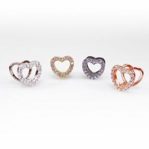 SAN Design - Gold Sparkling Heart Earrings- 925 Sterling silver