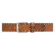 Belt - Wide Leather Belt - Cognac
