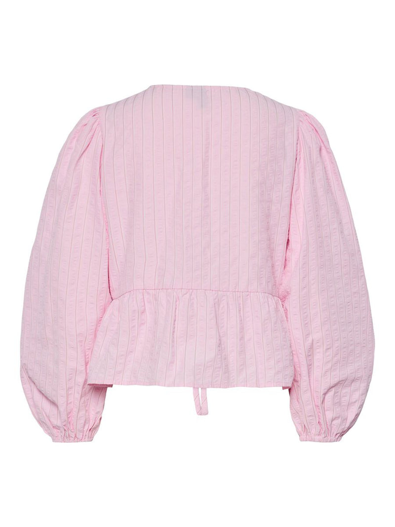 Blouse - PCAGNETE O-NECK TIE TOP - Pink-A-Boo/Fushsia Pink - LB