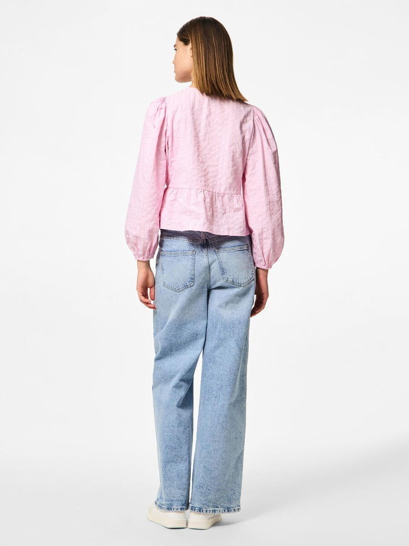 Blouse - PCAGNETE O-NECK TIE TOP - Pink-A-Boo/Fushsia Pink - LB