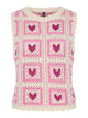 Vest - PCANNA KNITTED CROCHET VEST - Cloud Cream/Pink Heart