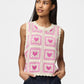 Vest - PCANNA KNITTED CROCHET VEST - Cloud Cream/Pink Heart