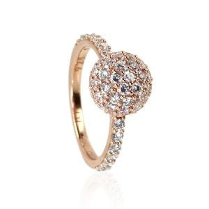 Juleo Jewellery - Sparkling Ball Ring - 925 Silver with 18ct Rose Gold Plating