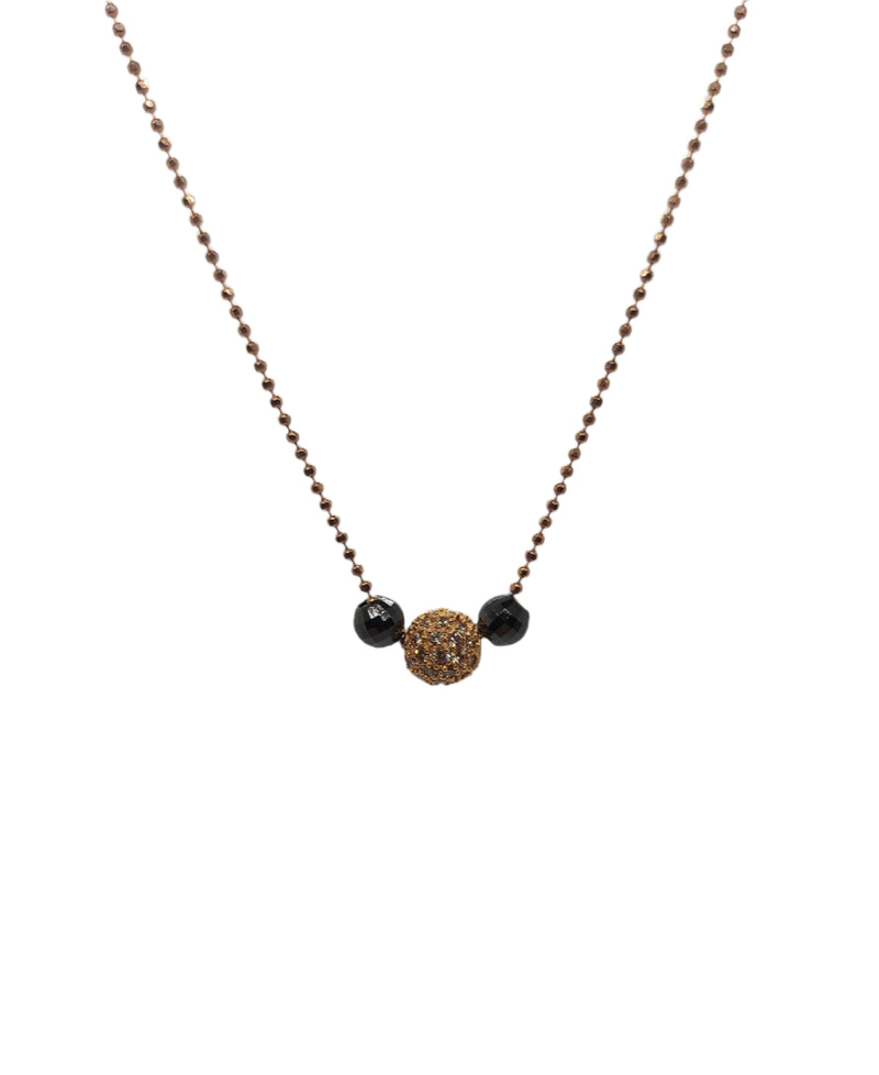 Juleo Jewellery - 18ct Rose Gold Plated and Black Rhodium Ball Necklace