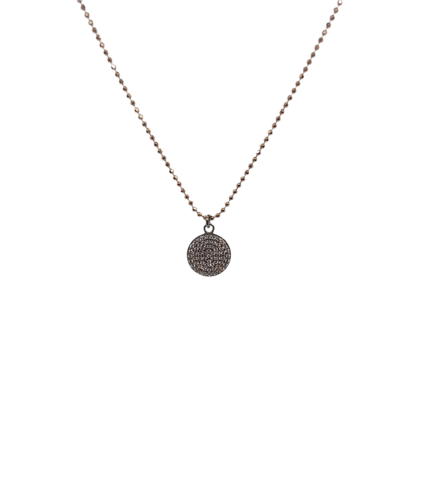 Juleo Jewellery - Pave Set Black Rhodium Disc - Rose Chain