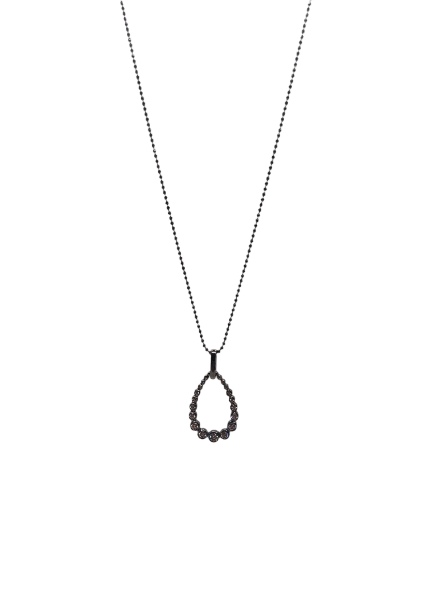 Juleo Jewellery - Teardrop Pendant - Black Rhodium Finish - 80cm